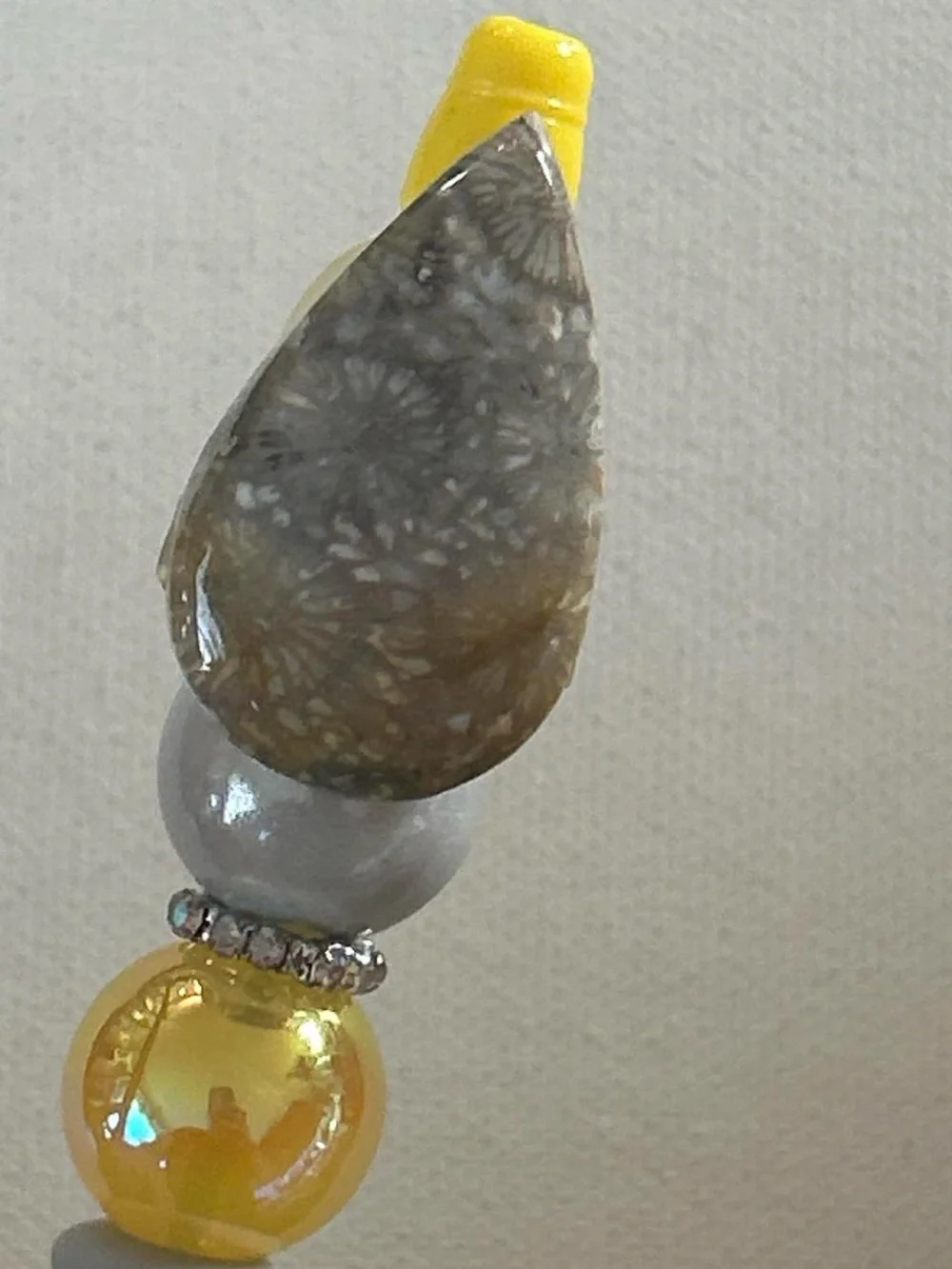 Yellow Decorative Pen with Beaded Accent - Home Accents